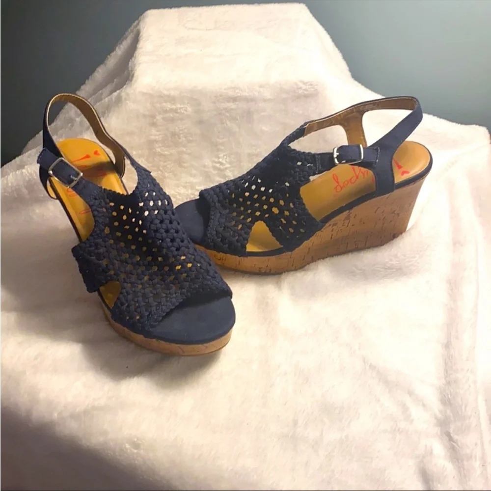 JELLYPOP Natural Woven Sling Back Cork Wedge Shoes - Picture 5 of 8